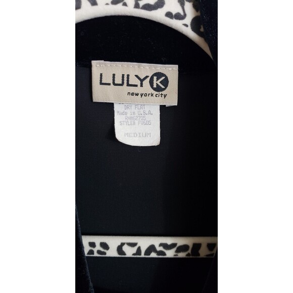 Luly K Jacket Blazer M Double Breast Black‎ Velvet Velour Holiday New Year Party - Picture 4 of 5